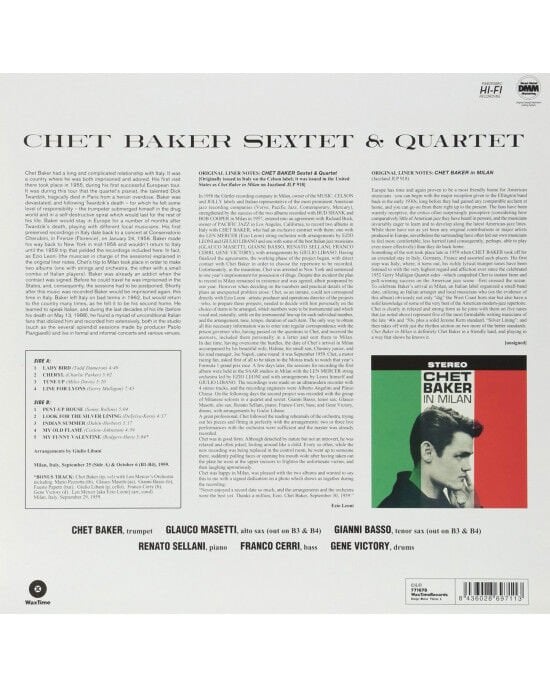 Chet Baker – Chet Baker Sextet & Quartet (LP) Plak (Sıfır - Kapalı Ambalaj)